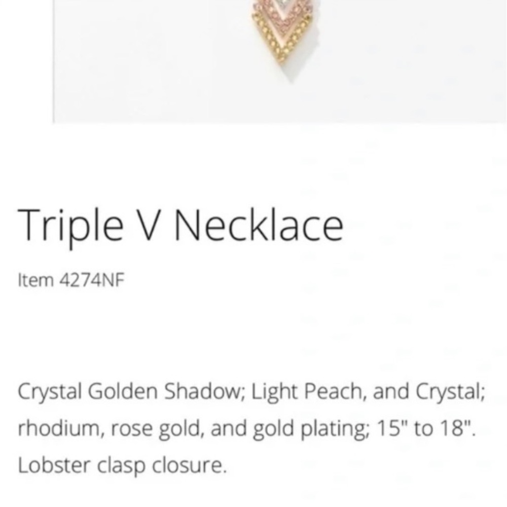 Touchstone Crystal Triple V necklace NWOT - Picture 4 of 4